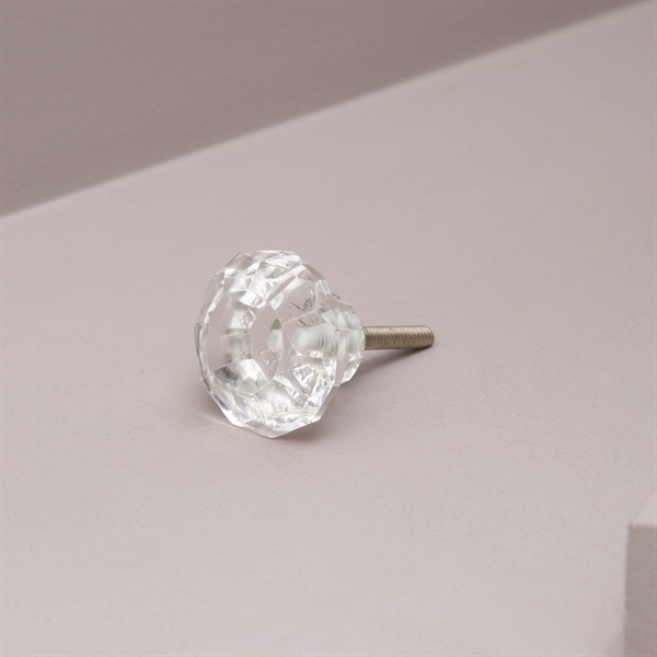 Clear glass diamond knob Medium